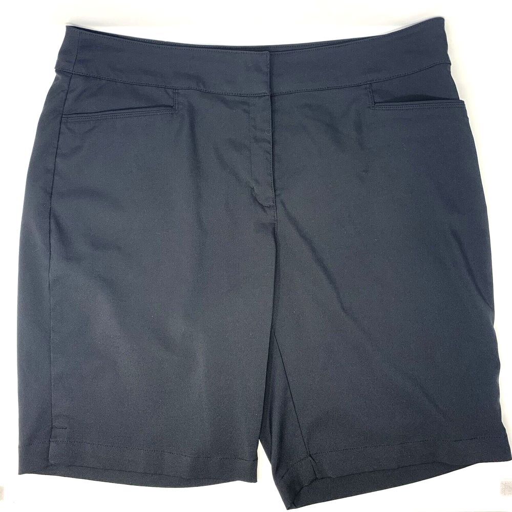 PGA TOUR GOLF  Black Polyester Blend  Flat Front‎ Women's Shorts Size 12